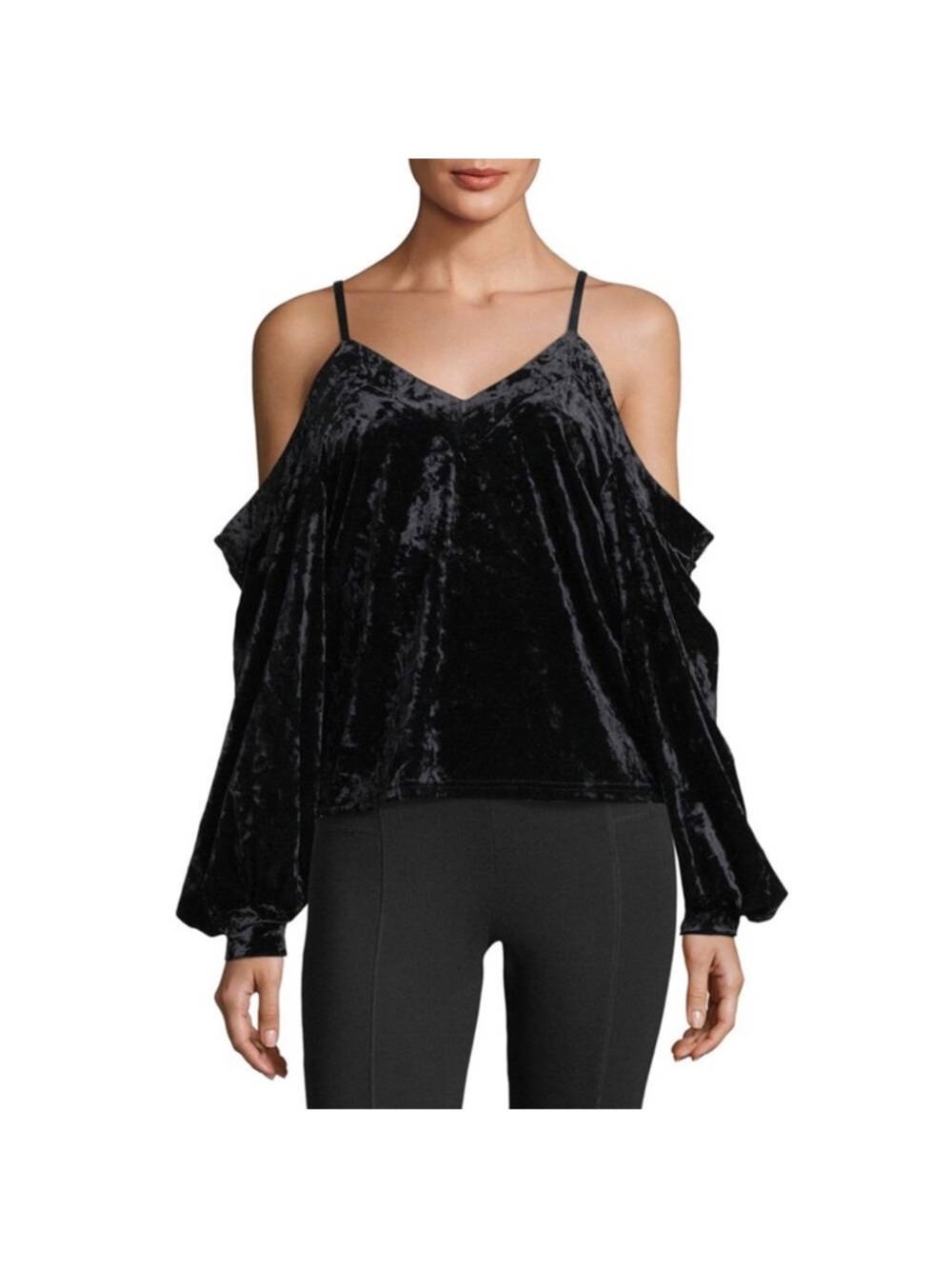 Romeo & Juliet blouse Black Velvet Cold-Shoulder romantic whimsigoth rockability